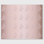 Elegante Rose Gold Glitzer Weihnachtsbaum Muster Geschenkpapier (Flach)
