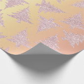Elegante Rose Gold Glitzer Weihnachtsbaum Muster Geschenkpapier (Ecke)