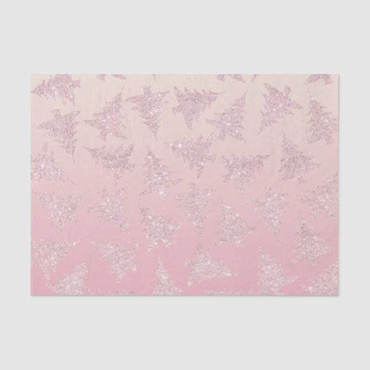 Elegante Rose Gold Glitzer Weihnachtsbaum Muster Seidenpapier (Vorderseite)