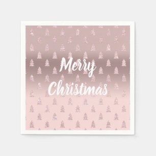 Elegante Rose Gold Glitzer Weihnachtsbaum Muster Serviette