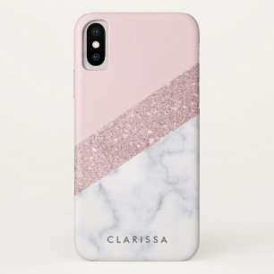 elegante Rose Gold Glitzer weiß Marmor Rosa Case-Mate iPhone Hülle