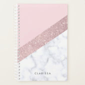 elegante Rose Gold Glitzer weiß Marmor Rosa Planer (Vorderseite)