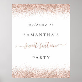 Elegante Rose Gold Glitzer Willkommen Sweet 16 Par Poster