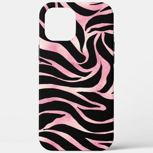 Elegante Rose Gold Glitzer Zebra Black Animal Prin Case-Mate iPhone Hülle (Rückseite)