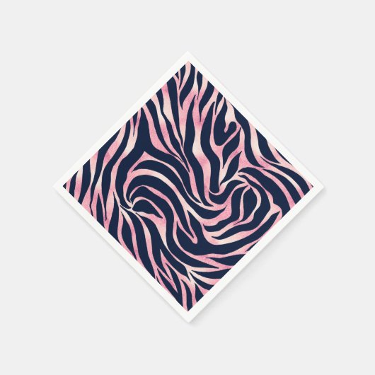 Elegante Rose Gold Glitzer Zebra Blauer Tierdruck Serviette (Ecke)
