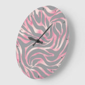 Elegante Rose Gold Glitzer Zebra Gray Animal Print Große Wanduhr (Winkel)
