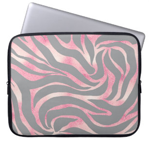 Elegante Rose Gold Glitzer Zebra Gray Animal Print Laptopschutzhülle