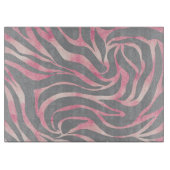 Elegante Rose Gold Glitzer Zebra Gray Animal Print Schneidebrett (Vorderseite)