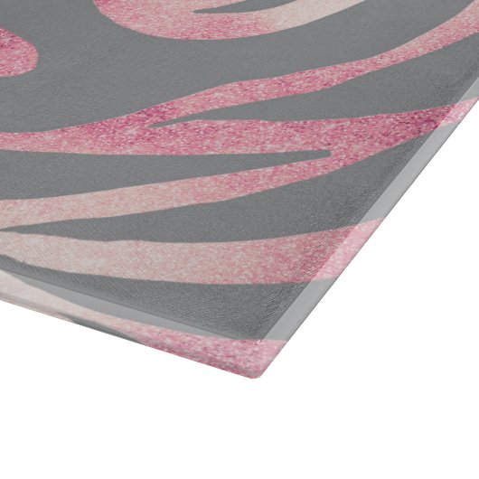 Elegante Rose Gold Glitzer Zebra Gray Animal Print Schneidebrett (Ecke)