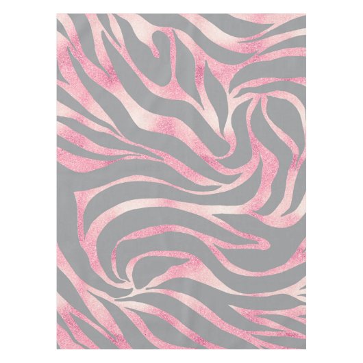 Elegante Rose Gold Glitzer Zebra Gray Animal Print Tischdecke (Vorderseite)