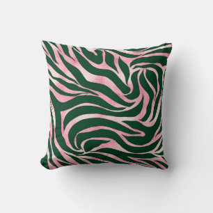 Elegante Rose Gold Glitzer Zebra Green Animal Prin Kissen
