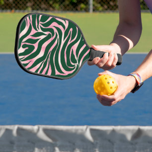 Elegante Rose Gold Glitzer Zebra Green Animal Prin Pickleball Schläger