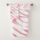 Elegante Rose Gold Glitzer Zebra Weißes Tier Print Badhandtuch Set (Insitu)
