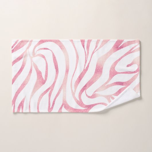 Elegante Rose Gold Glitzer Zebra Weißes Tier Print Badhandtuch Set (Handtuch)