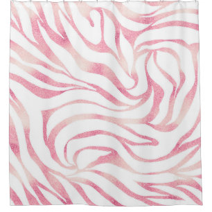 Elegante Rose Gold Glitzer Zebra Weißes Tier Print Duschvorhang