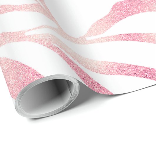 Elegante Rose Gold Glitzer Zebra Weißes Tier Print Geschenkpapier (Rolleneckpunkt)