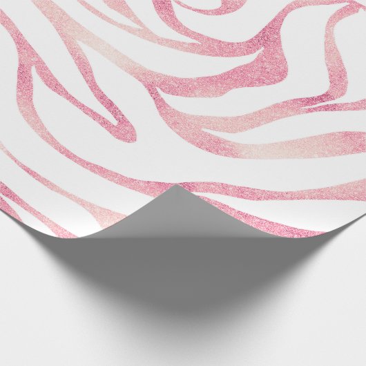 Elegante Rose Gold Glitzer Zebra Weißes Tier Print Geschenkpapier (Ecke)