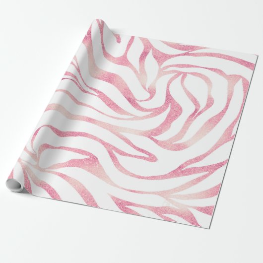 Elegante Rose Gold Glitzer Zebra Weißes Tier Print Geschenkpapier (Ungerollt)