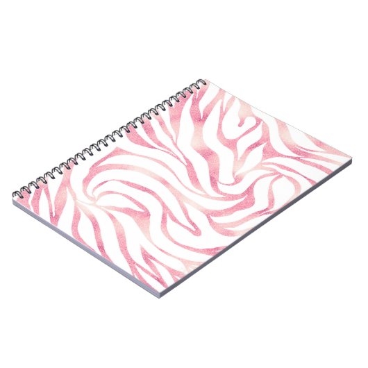 Elegante Rose Gold Glitzer Zebra Weißes Tier Print Notizblock (Linke Seite)