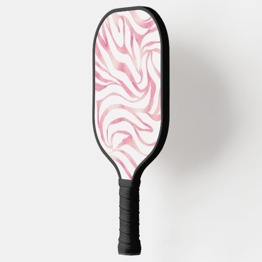 Elegante Rose Gold Glitzer Zebra Weißes Tier Print Pickleball Schläger (Links)