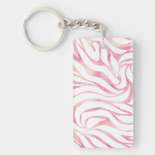 Elegante Rose Gold Glitzer Zebra Weißes Tier Print Schlüsselanhänger