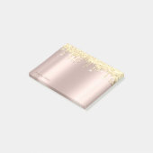 Elegante Rose Gold, Gold Glitzer Tropfen Post-it Klebezettel (angewinkelt)