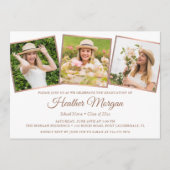 Elegante Rose Gold Graduate Foto Graduation Party Einladung (Vorderseite)