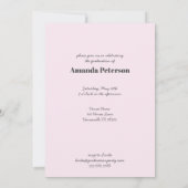 Elegante Rose Gold Graduation Party Einladung (Rückseite)