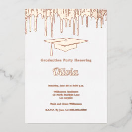Elegante Rose Gold Graduation Party Folieneinladung
