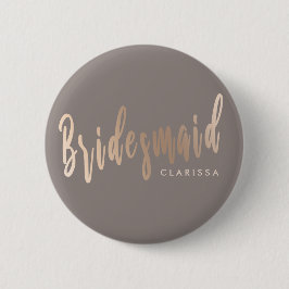 Elegante Rose Gold & Grau Brautjungfrau Button