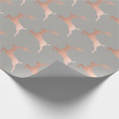 Elegante Rose Gold Grau Weihnachts-Rentiermuster Geschenkpapier (Ecke)