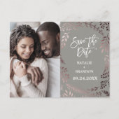 Elegante Rose Gold | Graues Foto Save the Date Ankündigungspostkarte (Vorderseite)
