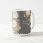 Elegante Rose Gold Gray Monogram Kaffeetasse (VorderseiteRechts)