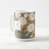 Elegante Rose Gold Gray Monogram Kaffeetasse (Vorderseite Links)