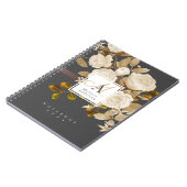 Elegante Rose Gold Gray Monogram Notizblock (Linke Seite)