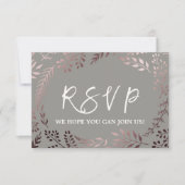Elegante Rose Gold & Gray Wedding Website RSVP Car Karte (Vorderseite)