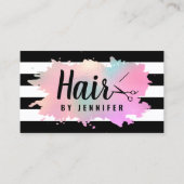 Elegante Rose Gold & grüne Schere Haarstylist Visitenkarte (Vorderseite)