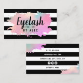 Elegante Rose Gold & grüne Wimpernverlängerungen Visitenkarte (Vorne/Hinten)