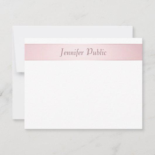 Elegante Rose Gold Handgeschriebene Skriptvorlage Mitteilungskarte (Vorderseite)