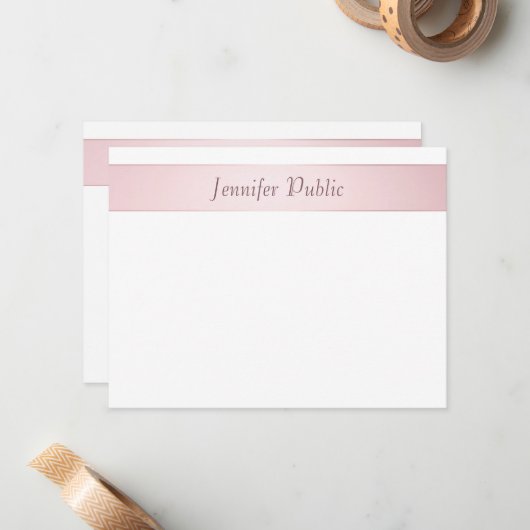 Elegante Rose Gold Handgeschriebene Skriptvorlage Mitteilungskarte (Vorderseite/Rückseite Beispiel)