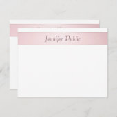 Elegante Rose Gold Handgeschriebene Skriptvorlage Mitteilungskarte (Vorne/Hinten)