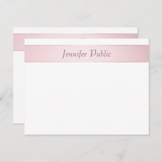 Elegante Rose Gold Handgeschriebene Skriptvorlage Mitteilungskarte (Vorne/Hinten)