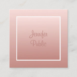 Elegante Rose Gold Handgeschriebenes Template Mode Quadratische Visitenkarte