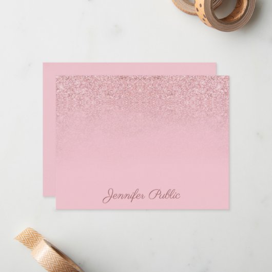 Elegante Rose Gold Handschrift Name Vorlage (Vorderseite/Rückseite Beispiel)