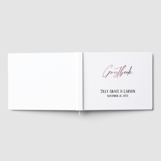 Elegante Rose Gold Handwriting Einfaches Gästebuch (Voll)