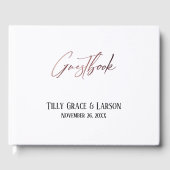 Elegante Rose Gold Handwriting Einfaches Gästebuch (Vorderseite)