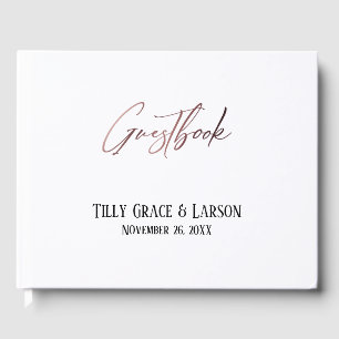 Elegante Rose Gold Handwriting Einfaches Gästebuch