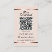 Elegante Rose Gold Heart Foto QR Code Vorlage Visitenkarte (Rückseite)