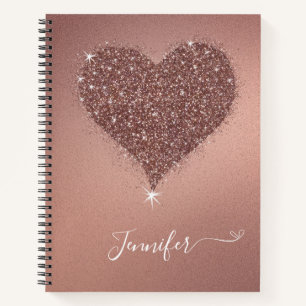 Elegante Rose Gold Heart Glitzer Girly Notebook Notizblock