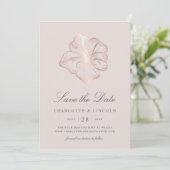 Elegante Rose Gold Hibiskus Blume Hochzeit Save The Date (Stehend Vorderseite)